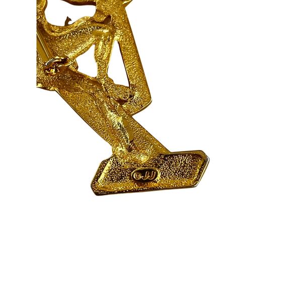 Vintage 80s Lady Exercising Brooch from JJ - Picture 6 of 6